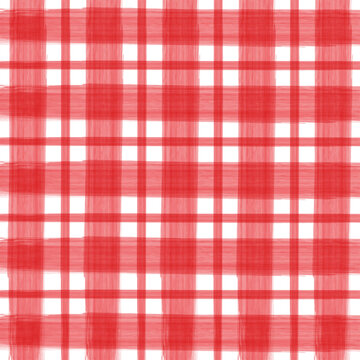 Red Christmas Watercolor Checkered Pattern