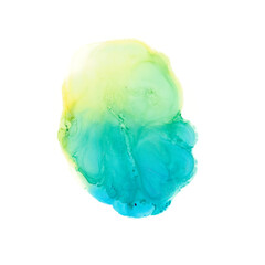 Blue and yellow ink splash