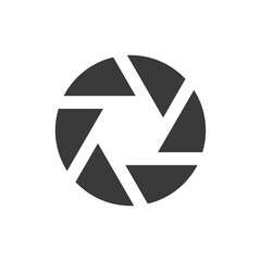 Camera shutter or aperture black icon. Simple glyph vector symbol. 