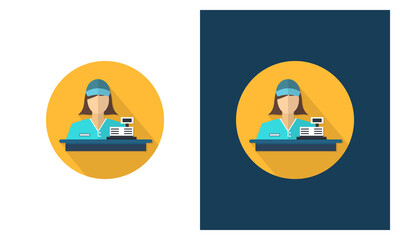 Cashier flat icon vector template, Online Shop icon concepts, Creative design