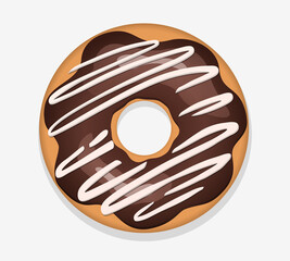 Vector illustration of sweet chocolate donut with frosting
