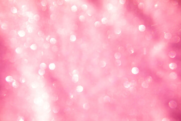 Fototapeta na wymiar Trendy abstract pink circles bokeh festive glitter shimmering background. Bokeh overlay pattern. Modern color design.