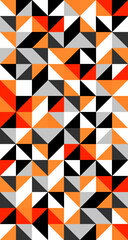 Triangle and square seamless pattern of black, orange and white color vector background.