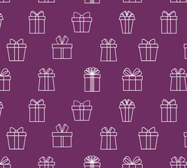 Vector illustration seamless pattern gifts white silhouette
