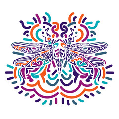 Colorful symmetrical patterns, abstract butterfly