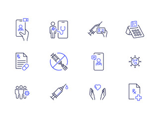 Medical Icon Set - Virus Vaccine - Pandemic Symbols - Medicine and Technologie Icon Set - Vector