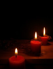 candles in the dark with copy space for text