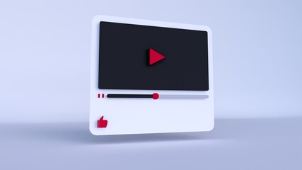 frame video player 3d design or video media player interface. 3d rendering