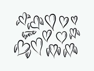 Hand drawn hearts. Design elements for Valentine's day. Handdrawn rough marker hearts isolated on white background. Vector illustration for your graphic design