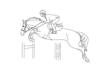 Equestrian Sports, Horse Jumping, Show Jumping themed vector picture