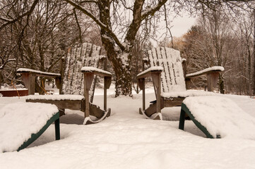 bench in the snow