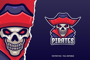 Skull Pirate E-sport Logo Template