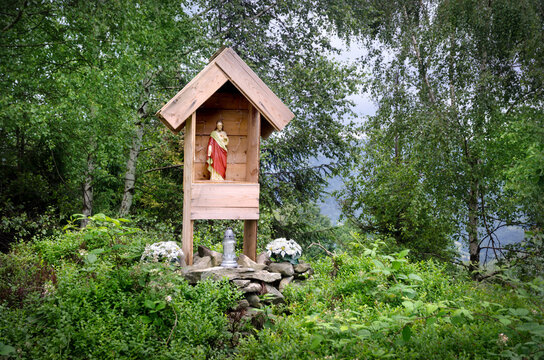 Small christian chapel near Stary Groń peak, Brenna, Silesian Beskids, Western Carpathians, Poland