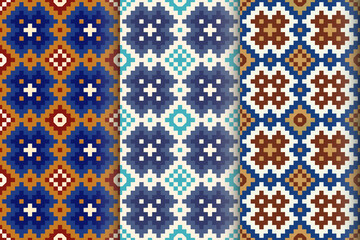 Vector set of seamless pattern in different colors