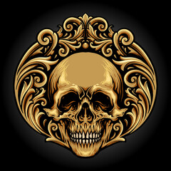 Skull Vintage Ornaments illustrations for your work Logo, mascot merchandise t-shirt, stickers and Label designs, poster, greeting cards advertising business company or brands