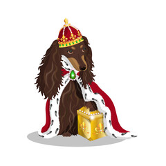 Dachshund queen, fairytale character in vector