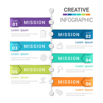 Timeline infographic template with 6 options, vector infographics design and Presentation business can be used for workflow layout, steps or processes.