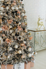 Christmas tree decor in white room