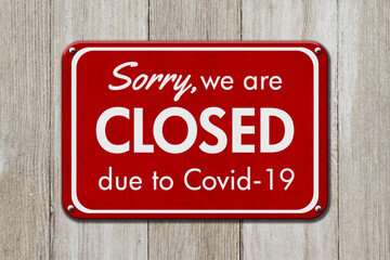 Closed due to Covid-19 hanging red sign for your business