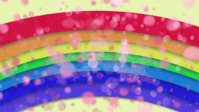 Animation of bright rainbow with multiple pink flickering spots