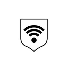 Private network icon. Shield with wi-fi symbol isolated on white background