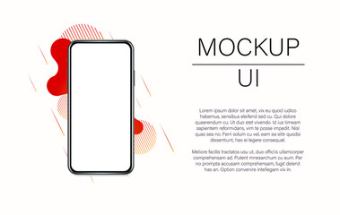 Mockup modern device. Vector eps10 realistic smartphone template. Phone frame with empty display isolated on white background. Stock illustration with copy space