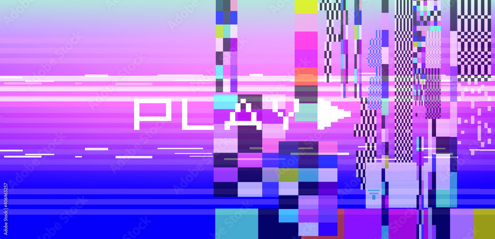 Poster retro background like in old video tape rewind or no signal tv screen. back to the 80's-90's style.