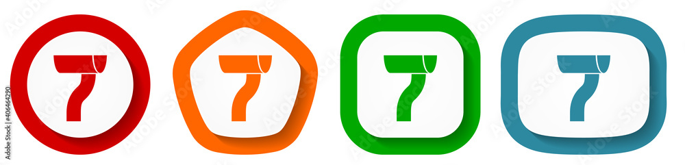 Poster Gutter vector icon set, flat design buttons on white background