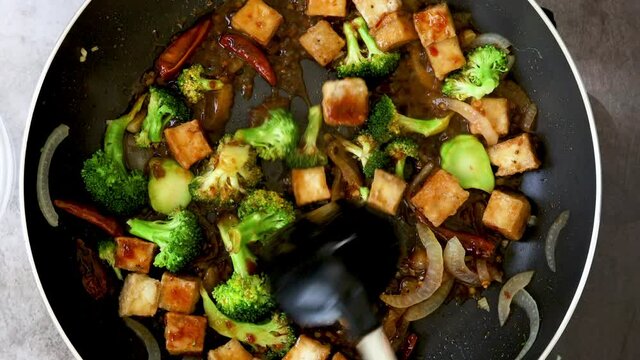 Cooking  Spicy Tofu and Vegetables