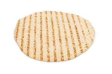 Grilled pitta bread isolated on white background.