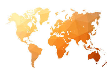 Fototapeta na wymiar Low poly map of world. World map made of triangles. Orange polygonal shape vector illustration on white background. Vector illustration eps 10.