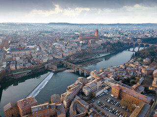 The ancient city of Albi in the south of France. View from above. High quality photo