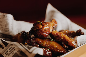 Chicken wings with oregano and bbq sauce