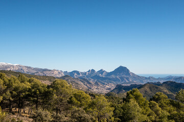 Mountain range, in the Spanish province of Alicante, on a sunny and cool winter day.