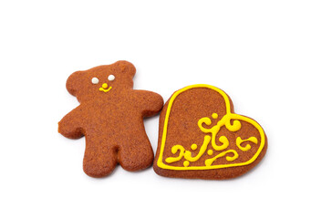 Gingerbread ginger bear and heart.