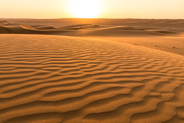 Sandunes at sunset in the desert of Oman