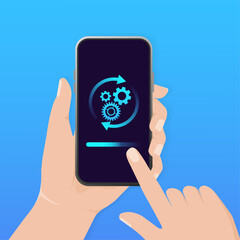 Illustration with update smartphone. Smartphone icon vector illustration. Computer technology. Computer technology.