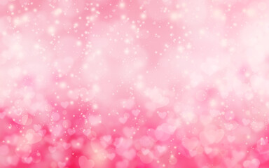 Fototapeta na wymiar St. Valentine's Day pink hearts bokeh background