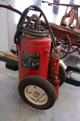 vintage fire extinguishing equipment. Firefighting history.