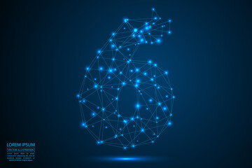 Abstract number, figure destruction consisting of triangles, circles, decay spots, stars. Vector eps 10.