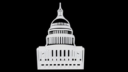 3d illustration United States Capitol Building in Washington D.C. It is the seat of the Congress and Senate. It consists of a rotunda with a dome and two side wings.