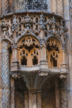detail of exterior of an ancient portugal monastery