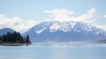 Mountain and Lake Nature Landscapes at Lake Ohau on the South Island of New Zealand.