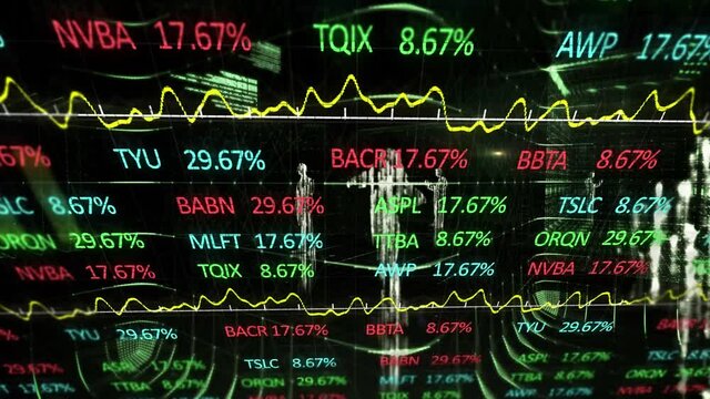 Animation of stock exchange market financial data and statistics processing