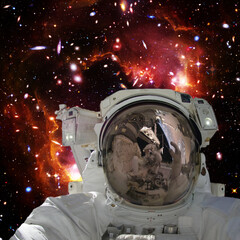 Obraz na płótnie Canvas Astronaut and starfield. The elements of this image furnished by NASA.