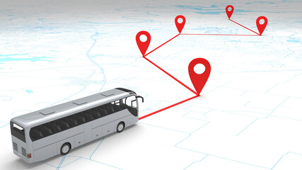 concept bus route on the map © petrovk