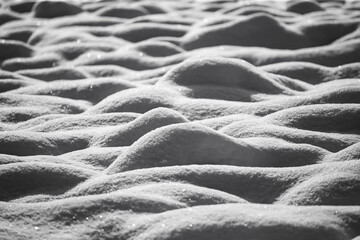 Winter bright landscape with snowdrifts