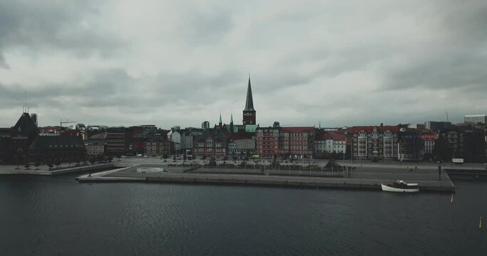 Drone view of Aarhus, Denmark