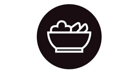 Vector Isolated Illustration of a Food Bowl. Black and White Food Bowl Icon