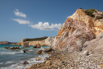 Fototapeta na wymiar beach and rocks on Milos island, Greece